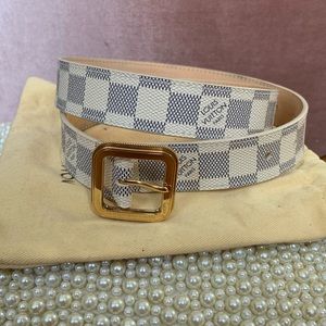 LOUIS VUITTON DAMIER AZUR BELT WHITE